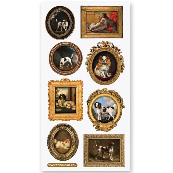 3 for $15 - Fancy Pup & Dog Paintings - 1 Sticker Sheet‎ - NEW in Packaging - Picture 1 of 3